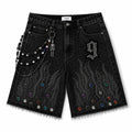 9 Oversized Rhinestone Shorts (Obsidian Black)