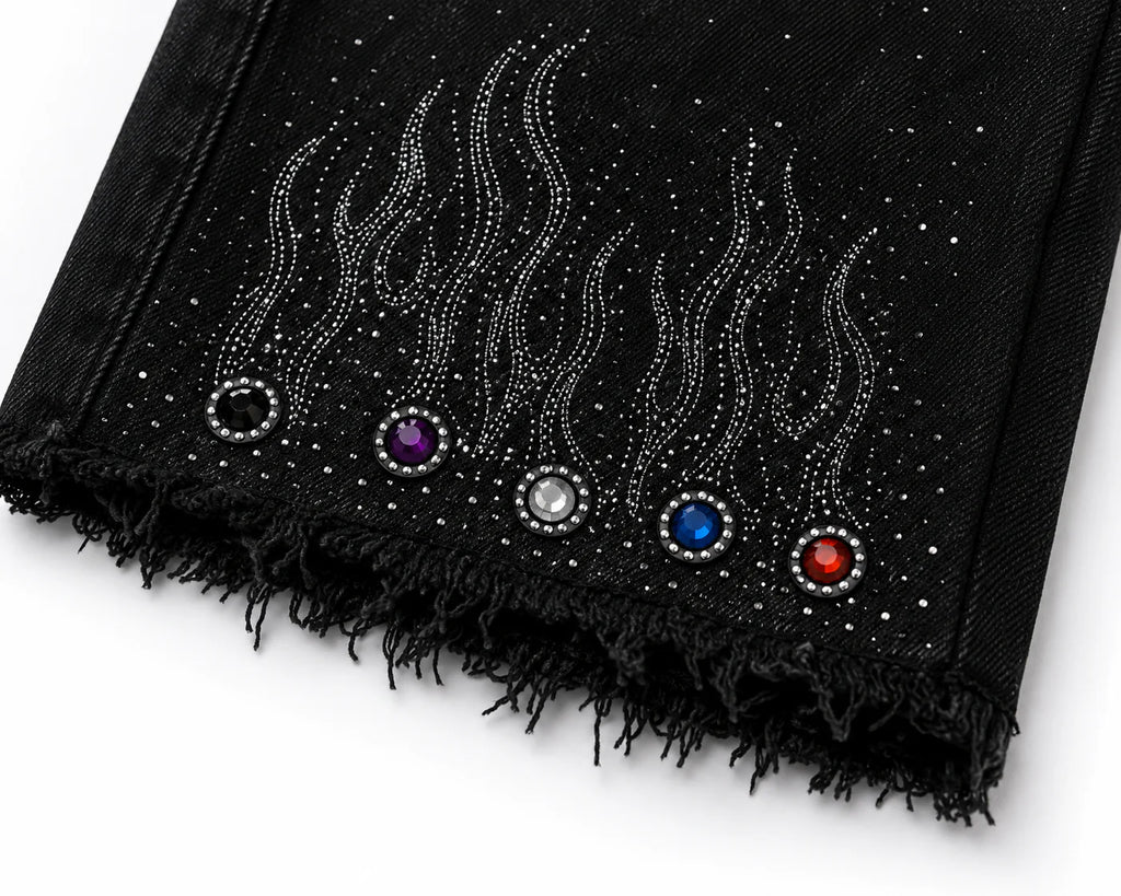 9 Oversized Rhinestone Shorts (Obsidian Black)