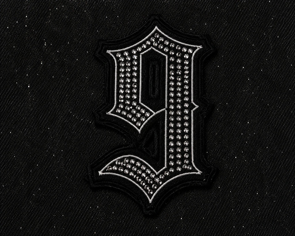 9 Oversized Rhinestone Shorts (Obsidian Black)
